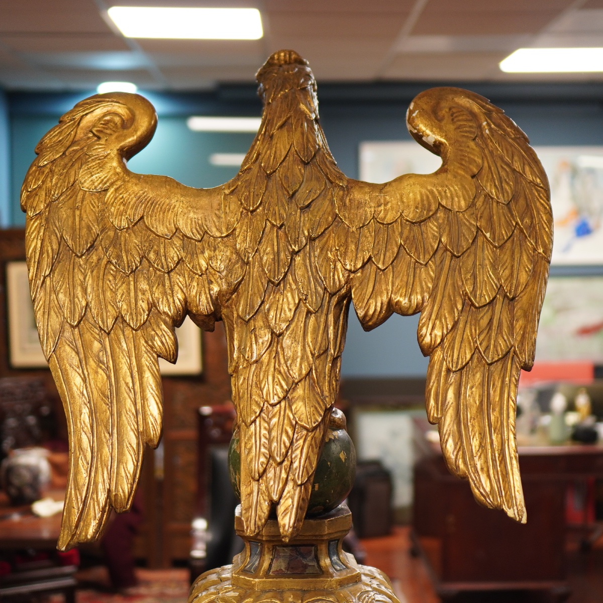 Eagle-shaped Church Lectern — Spain, Baroque Period, 18th Century  Carved  And Polychrome Wood -photo-6