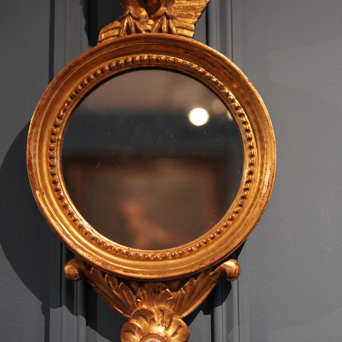 Paire de miroirs sorcière Regency XIXe siècle – Bois doré sculpté – Motif aigle impérial-photo-4