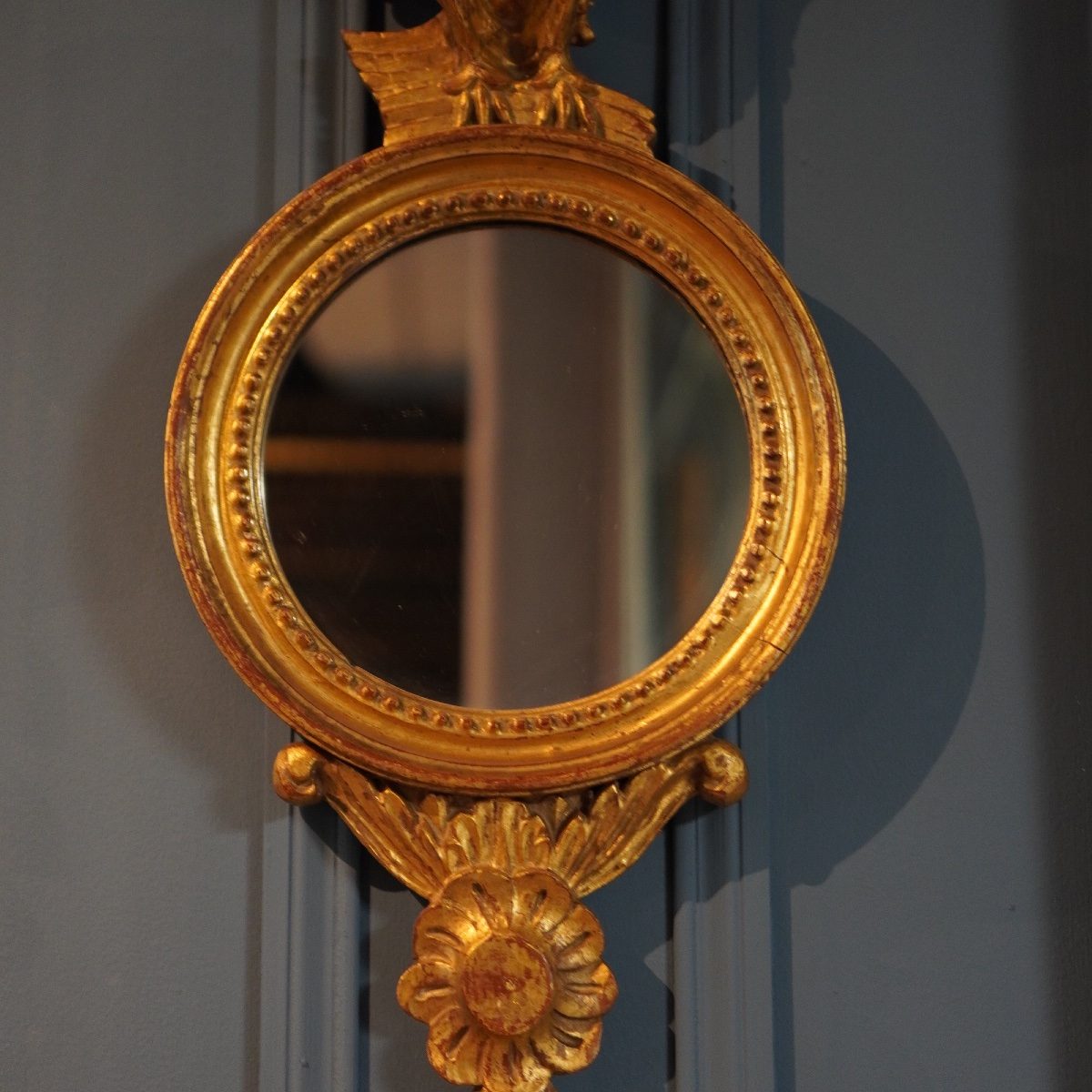 Paire de miroirs sorcière Regency XIXe siècle – Bois doré sculpté – Motif aigle impérial-photo-3