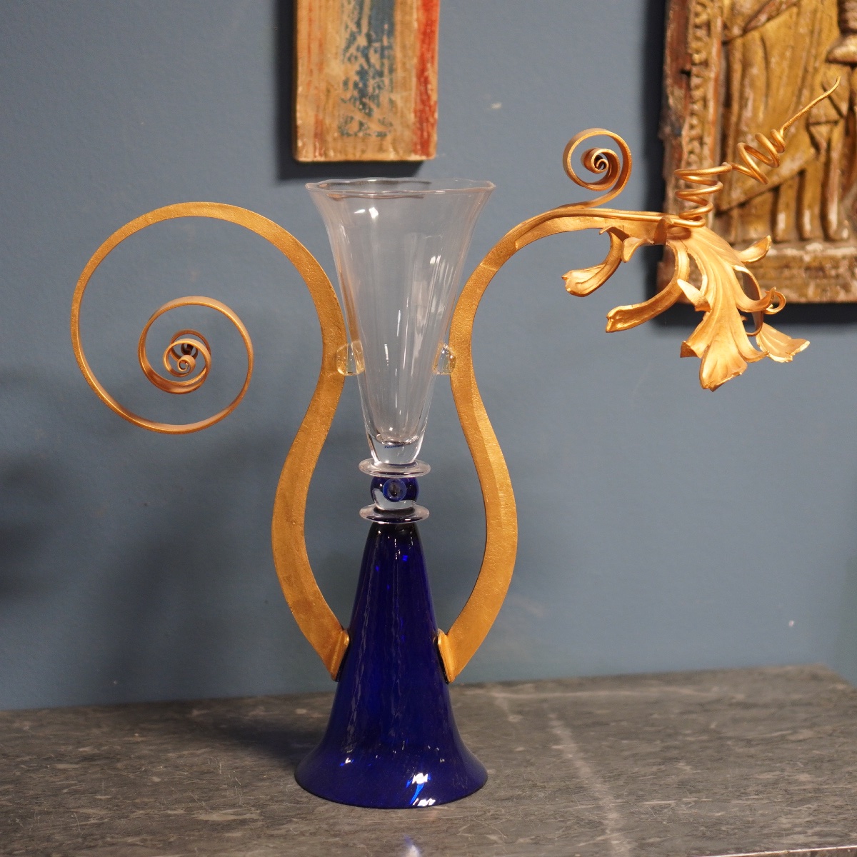 Borek Sipek “marcel” Vase And Candleholder, Blown Glass & Gold Leaf - 1990 - Driade-photo-2