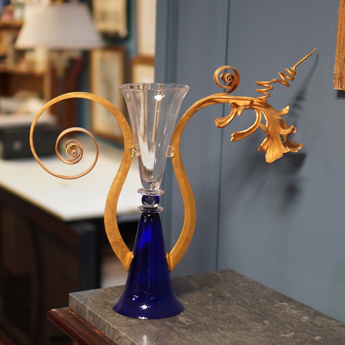 Borek Sipek “marcel” Vase And Candleholder, Blown Glass & Gold Leaf - 1990 - Driade-photo-7