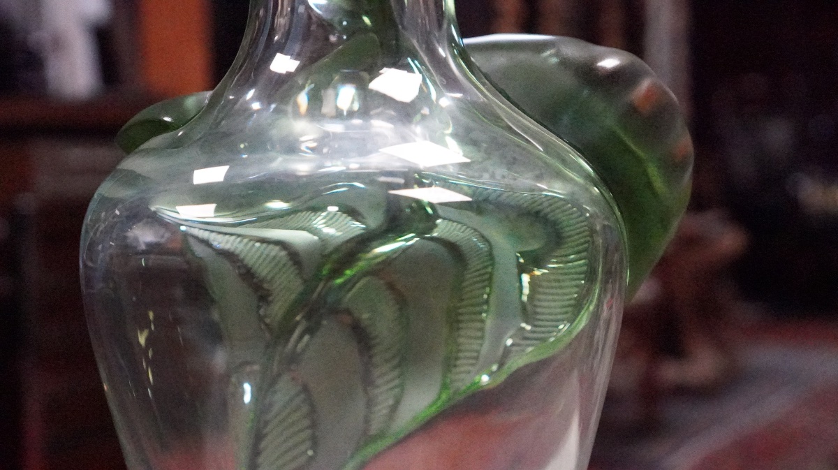 Lalique – vase « Tanega » en cristal clair et vert – Marie-Claude Lalique, années 1980-photo-2