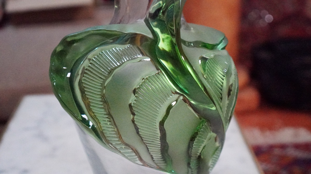 Lalique – vase « Tanega » en cristal clair et vert – Marie-Claude Lalique, années 1980-photo-5