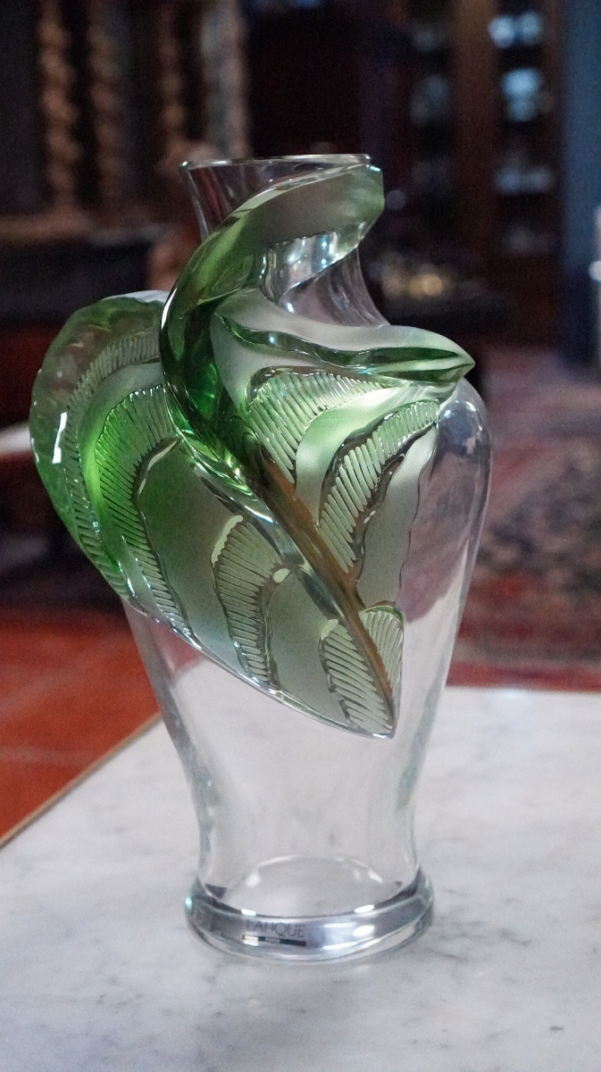 Lalique – vase « Tanega » en cristal clair et vert – Marie-Claude Lalique, années 1980-photo-8