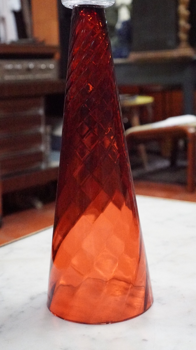 Bořek šípek For Driade – “perigot” Vase In Red And Clear Blown Glass – 1990s-photo-3