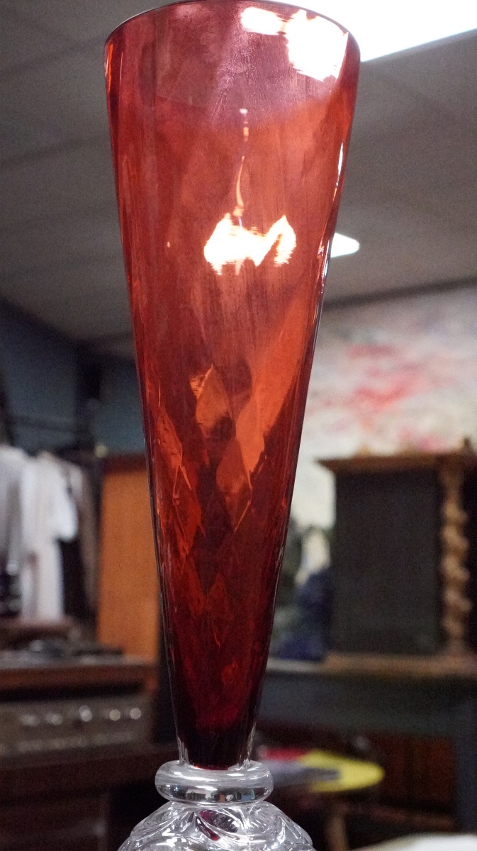 Bořek šípek For Driade – “perigot” Vase In Red And Clear Blown Glass – 1990s-photo-4