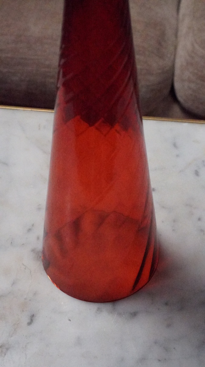 Bořek šípek For Driade – “perigot” Vase In Red And Clear Blown Glass – 1990s-photo-2