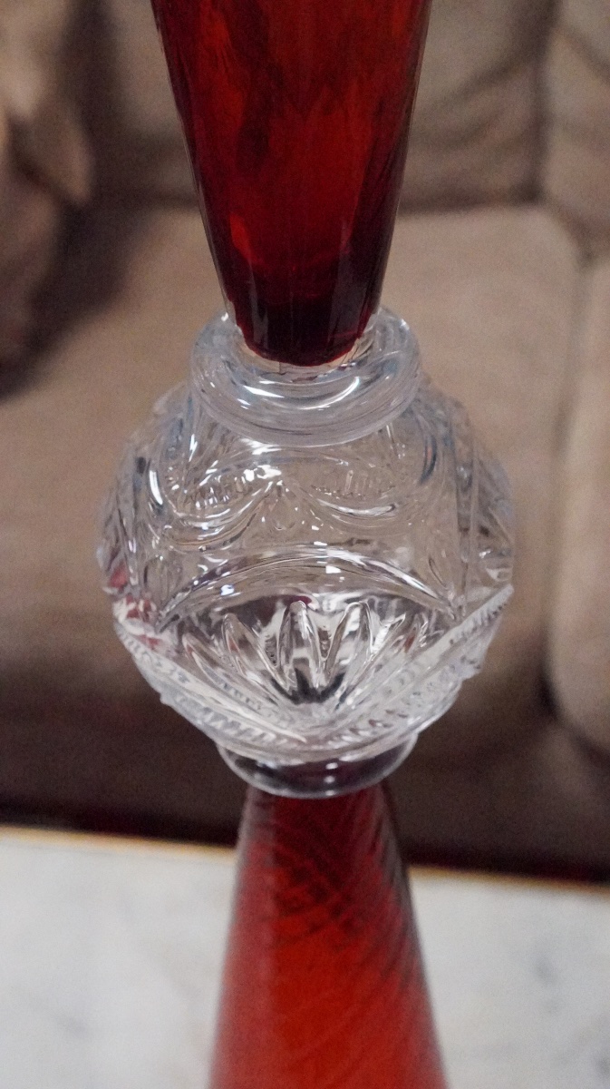 Bořek šípek For Driade – “perigot” Vase In Red And Clear Blown Glass – 1990s-photo-3