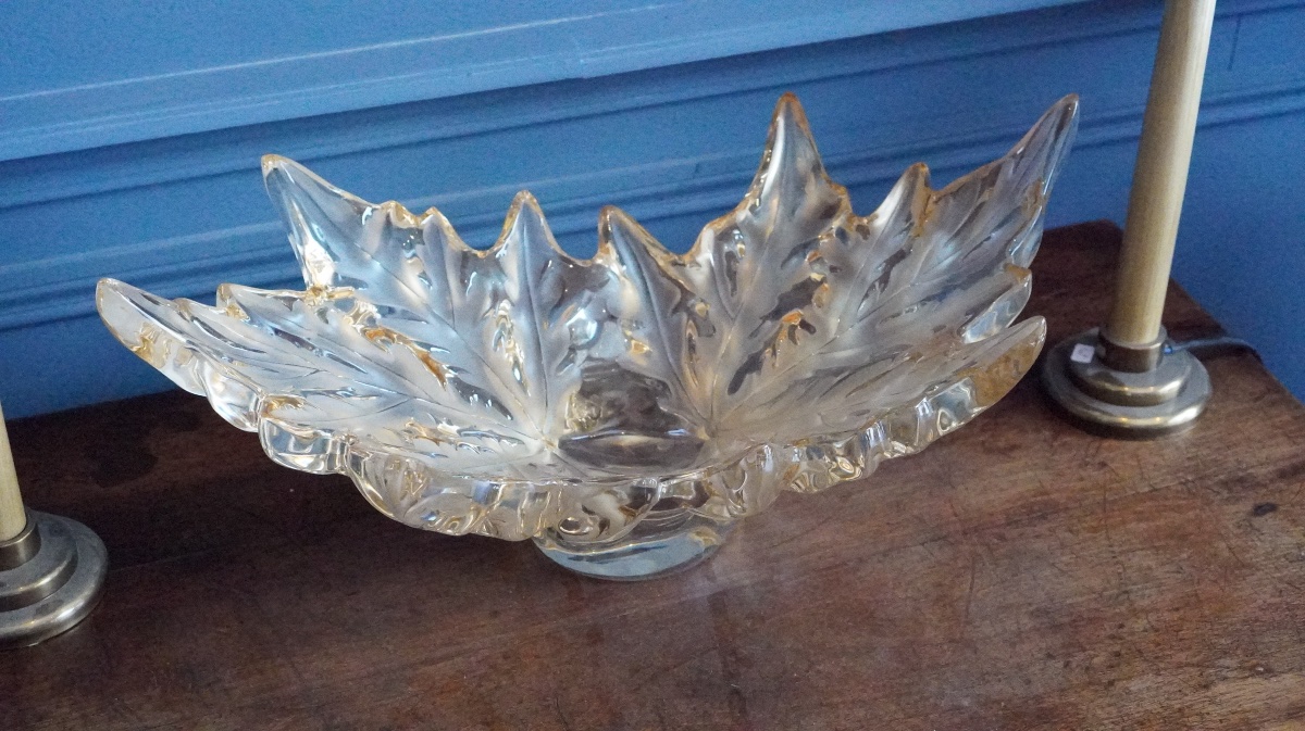 Lalique – “champs-élysées” Crystal Goblet With Gold Luster 