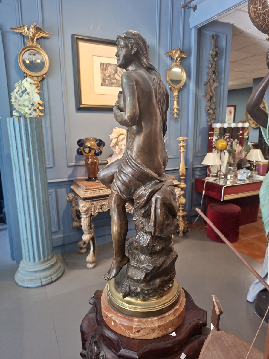 Joseph-François A.Belin –  Sculpture “Myssia” –  Bronze  sur socle marbre griotte, XIXᵉ siècles-photo-4
