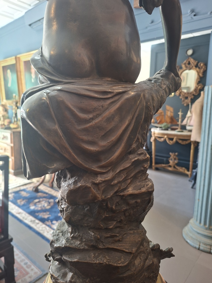 Joseph-François A.Belin –  Sculpture “Myssia” –  Bronze  sur socle marbre griotte, XIXᵉ siècles-photo-7