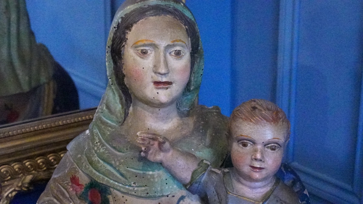 Polychrome Wooden Sculpture Of The Virgin And Child – Iberian Work – 18th Century-photo-2
