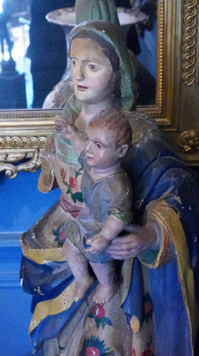 Polychrome Wooden Sculpture Of The Virgin And Child – Iberian Work – 18th Century-photo-8