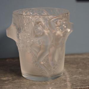 "ganymède" Champagne Vase In Satin-finish Crystal—signed Lalique France—