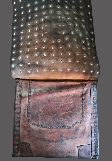 Grand Sac Marocain En Cuir Et Pièces De Monnaie-xxème-photo-2