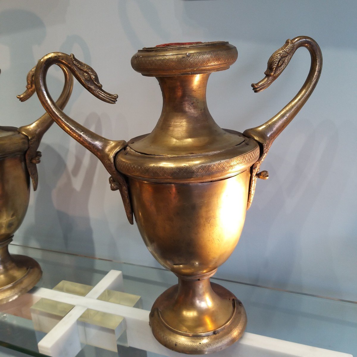 Large Pair Of Bronze And Wood Basins-northern Italy-18th Century-photo-2