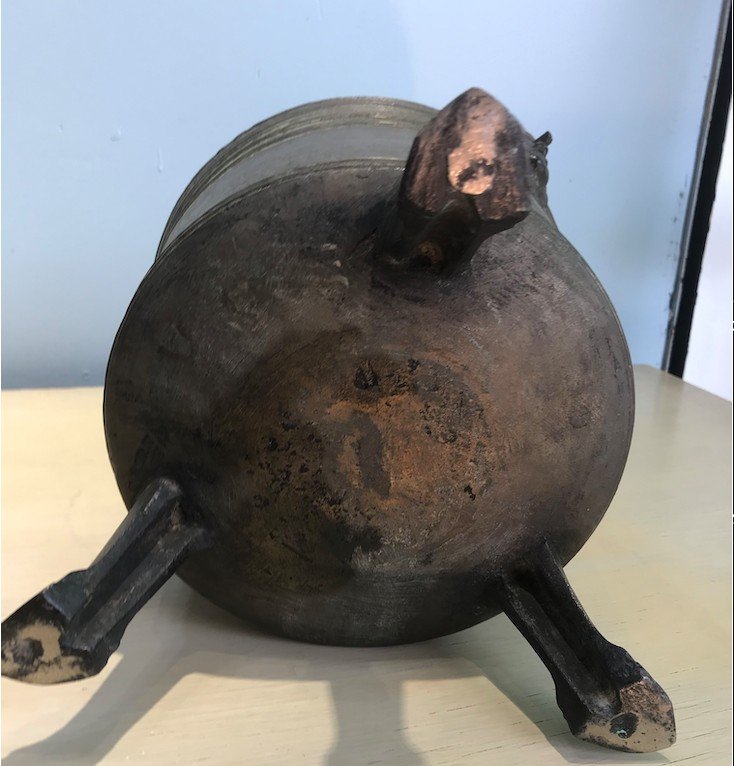 Bronze Tripod Cauldron Or Pot - Dated 1734 - Coteret - 18th Century-photo-4