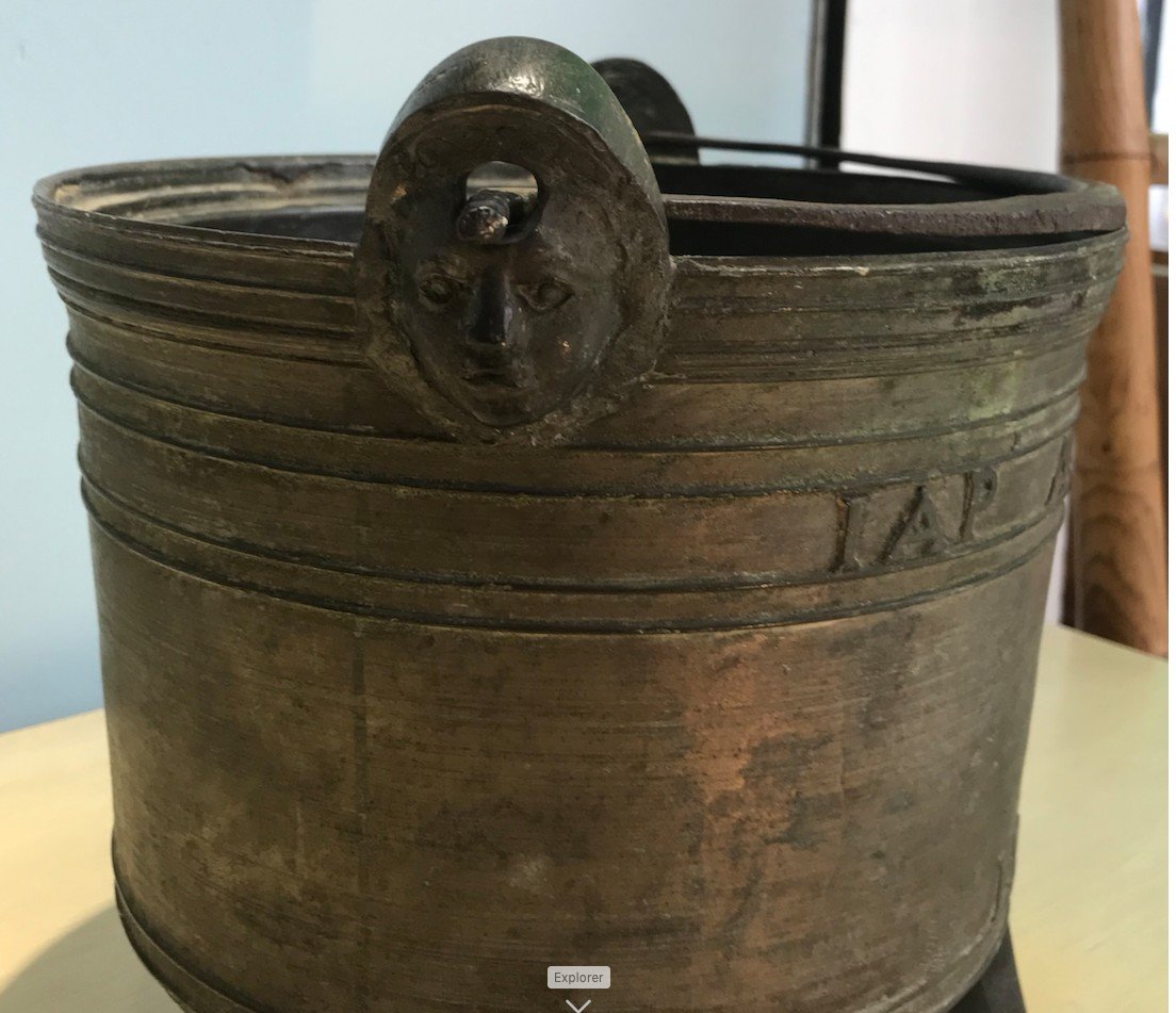 Bronze Tripod Cauldron Or Pot - Dated 1734 - Coteret - 18th Century-photo-3