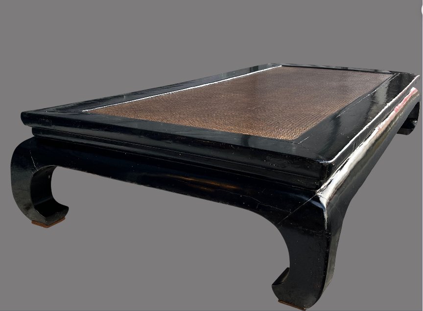 Lit de fumeur d'opium - Laque noire - Chine 19eme-photo-4