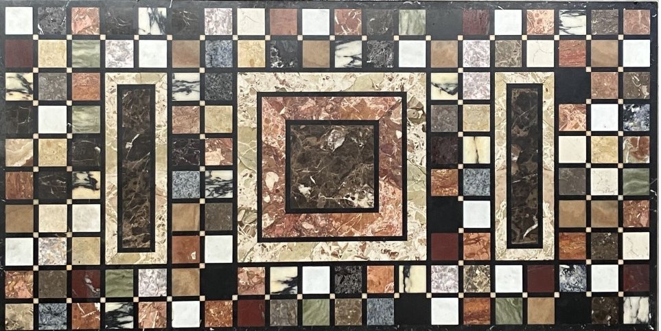 Italian Marble Marquetry Dining Table - Circa 1970-photo-2