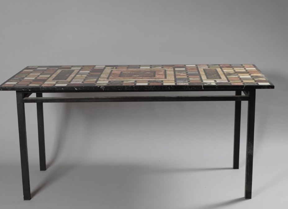 Italian Marble Marquetry Dining Table - Circa 1970-photo-3