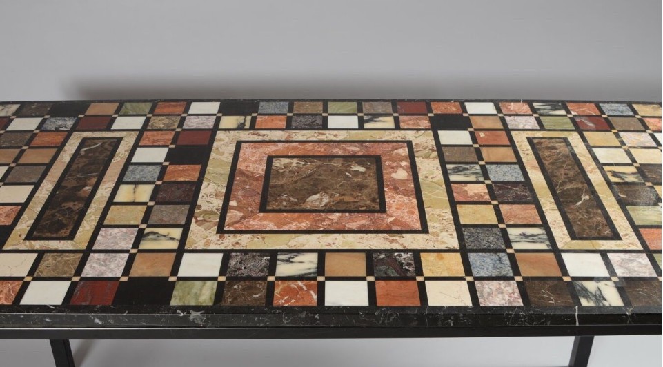 Italian Marble Marquetry Dining Table - Circa 1970