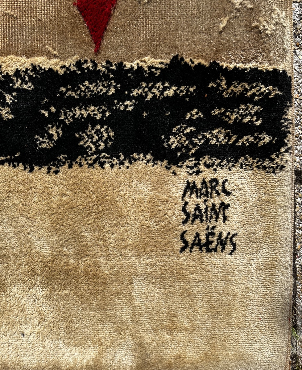 Tapis en laine du décorateur Marc Saint saens- vers 1950 - 3x2m-photo-2