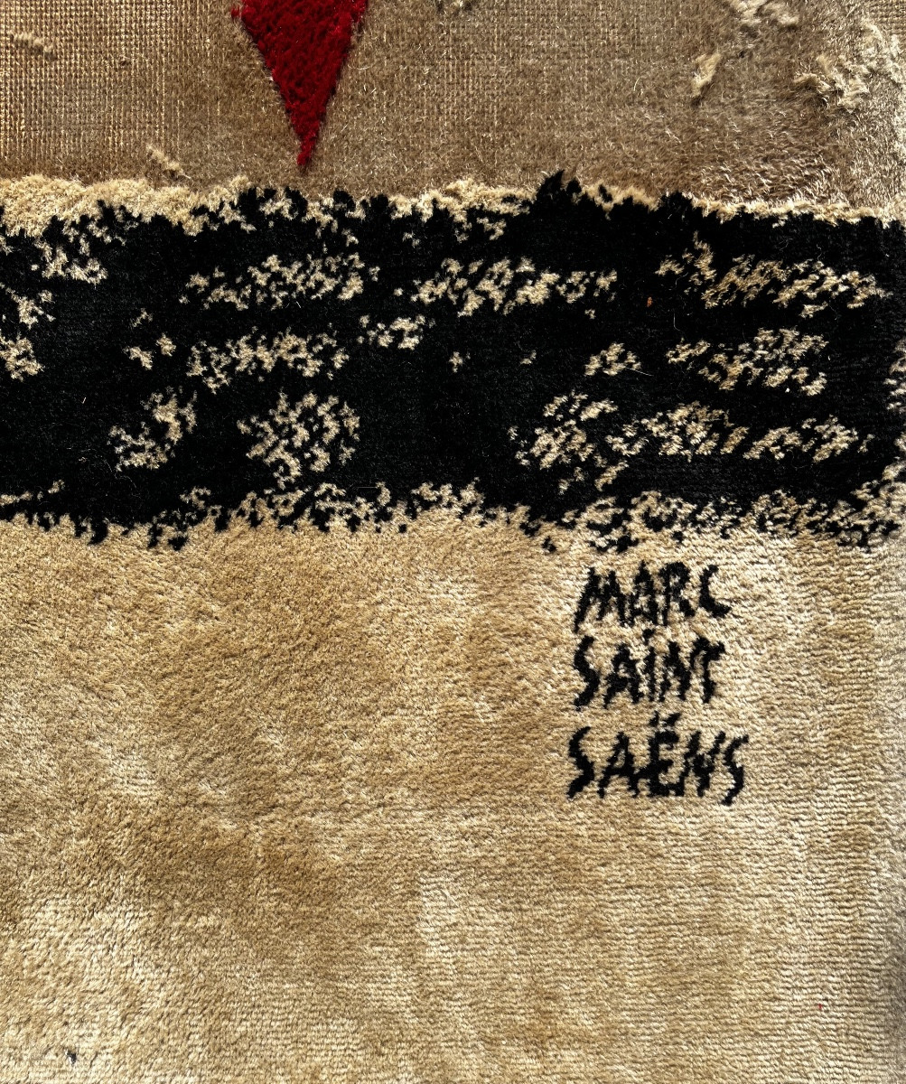 Tapis en laine du décorateur Marc Saint saens- vers 1950 - 3x2m-photo-2