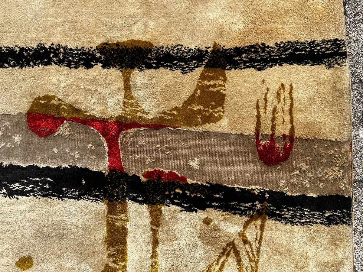 Tapis en laine du décorateur Marc Saint saens- vers 1950 - 3x2m-photo-4