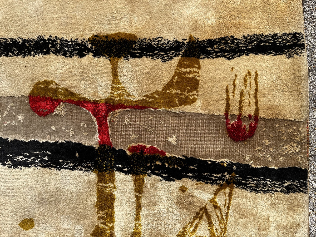 Tapis en laine du décorateur Marc Saint saens- vers 1950 - 3x2m-photo-8