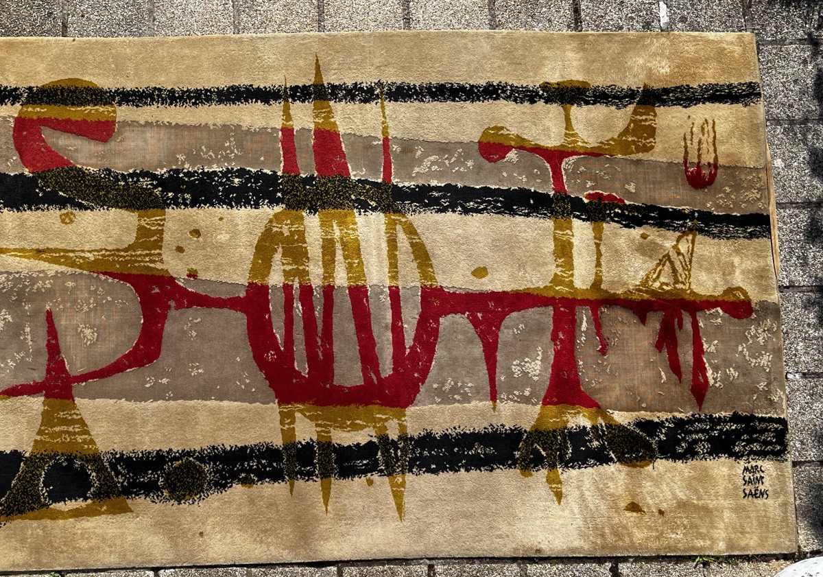 Tapis en laine du décorateur Marc Saint saens- vers 1950 - 3x2m
