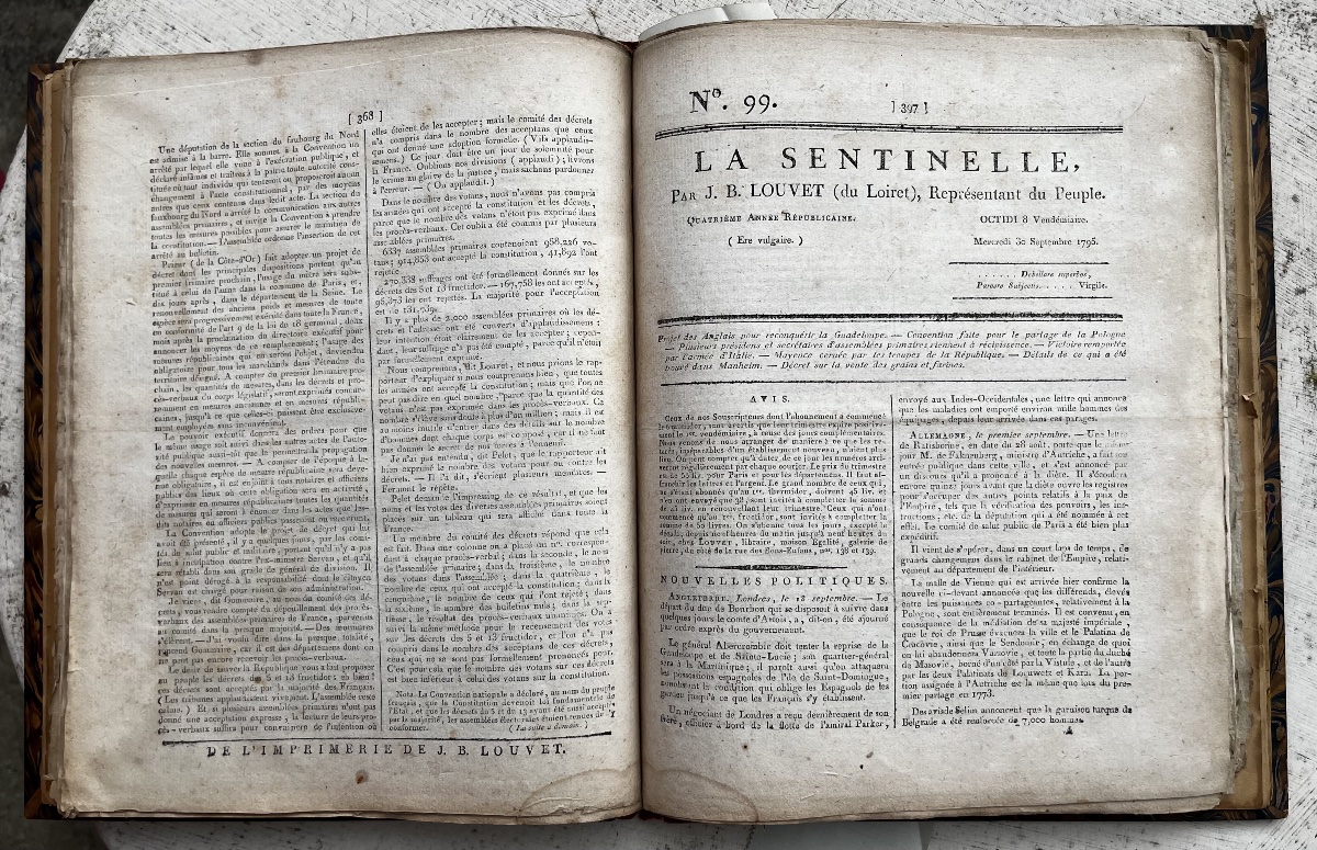 La Sentinelle Revolutionary Newspaper J.blouvet-53 Issues 1795-96 Girondins-photo-2