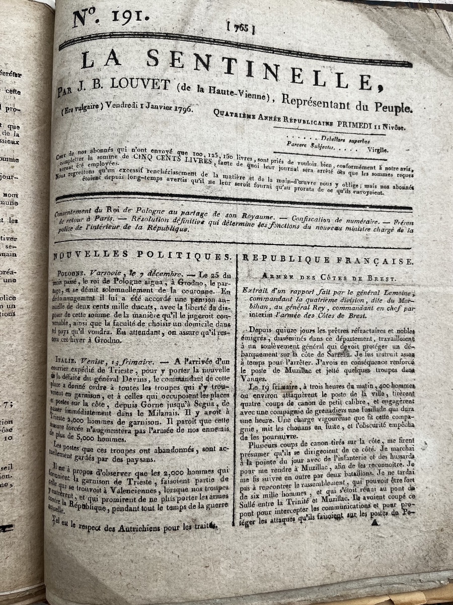 La Sentinelle Revolutionary Newspaper J.blouvet-53 Issues 1795-96 Girondins-photo-3