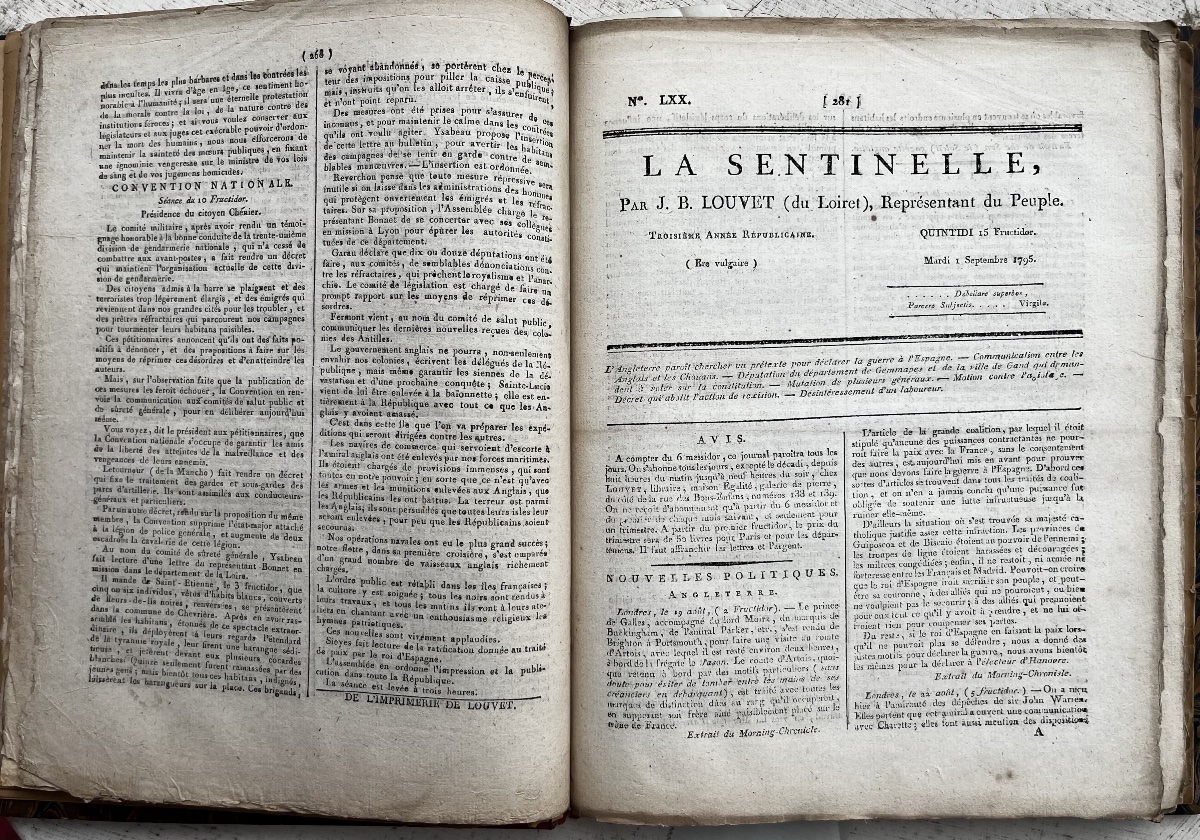 La Sentinelle Revolutionary Newspaper J.blouvet-53 Issues 1795-96 Girondins-photo-6