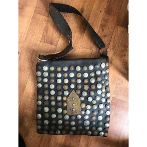 Large Moroccan Bag In Leather And Coins-xxth