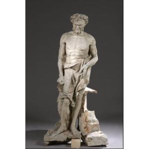 Statue En Terre Cuite Représentant Vulcain - 18eme Siècle - 145cm