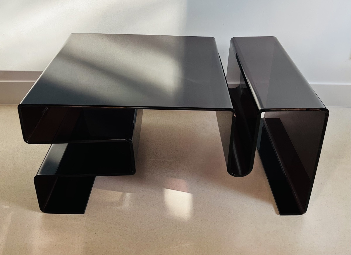 Table basse en altuglas fumé dans le style de Michel Dumas, France années 70-photo-3