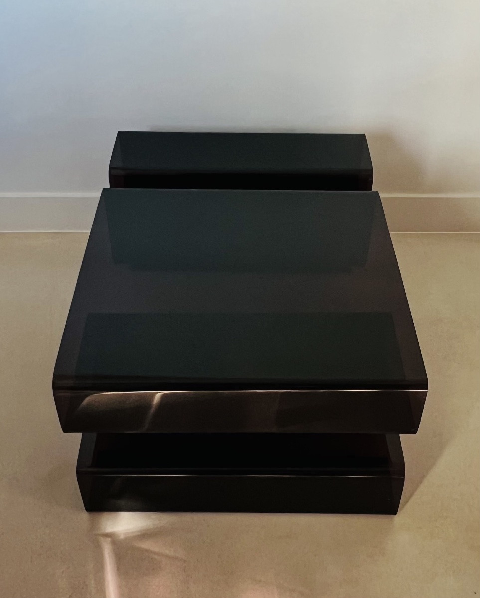 Table basse en altuglas fumé dans le style de Michel Dumas, France années 70-photo-1