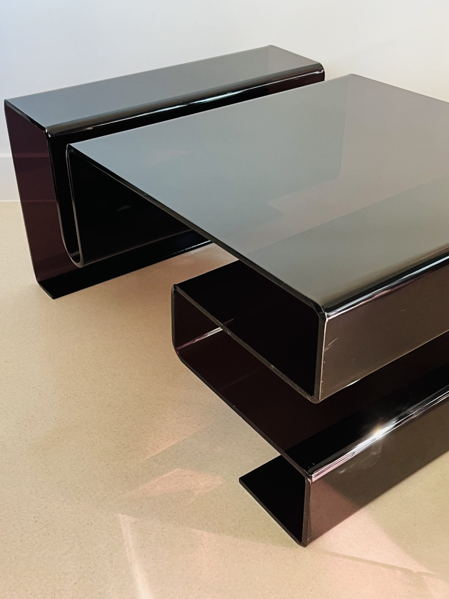 Table basse en altuglas fumé dans le style de Michel Dumas, France années 70-photo-4