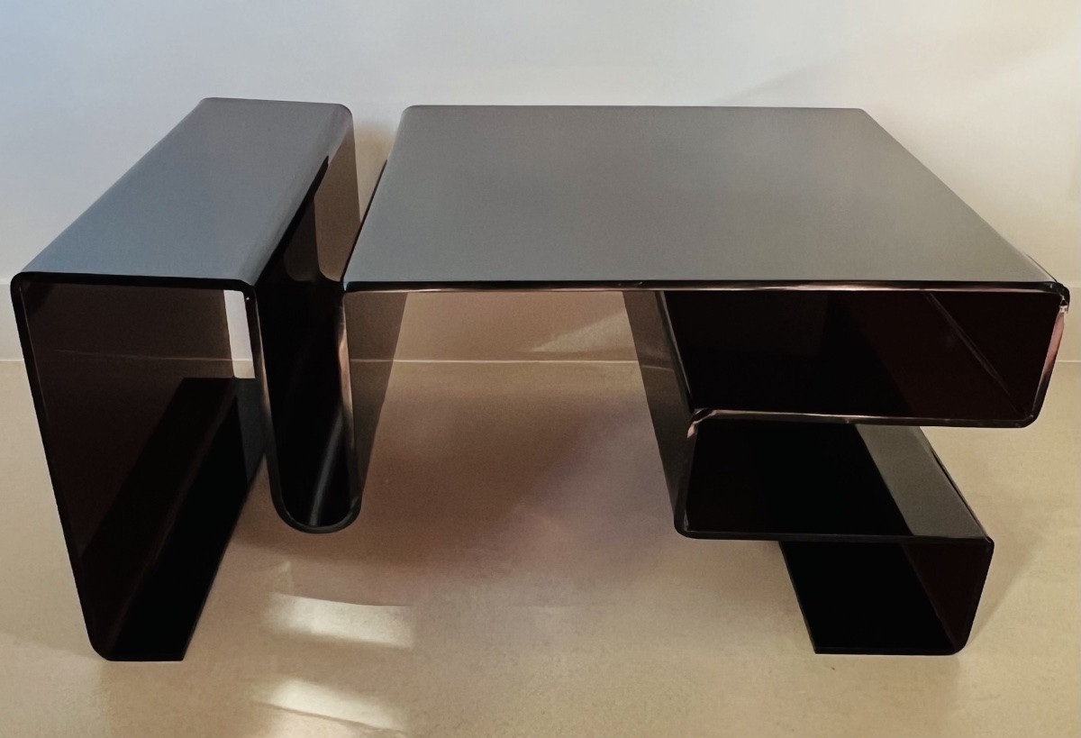 Table basse en altuglas fumé dans le style de Michel Dumas, France années 70-photo-5