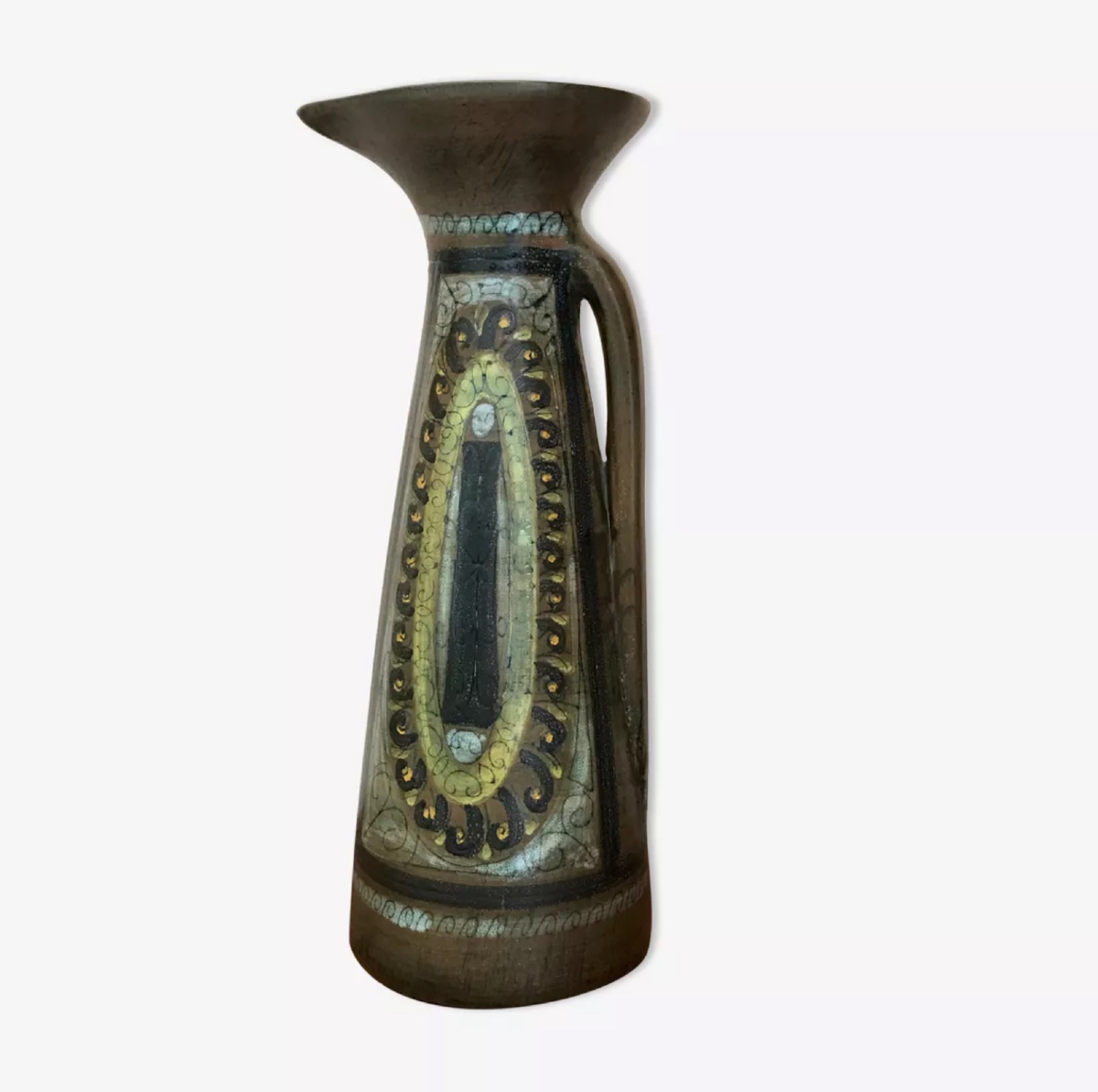 Ceramic Pitcher With Handle, Signed Jean De Lespinasse, France, 1960s