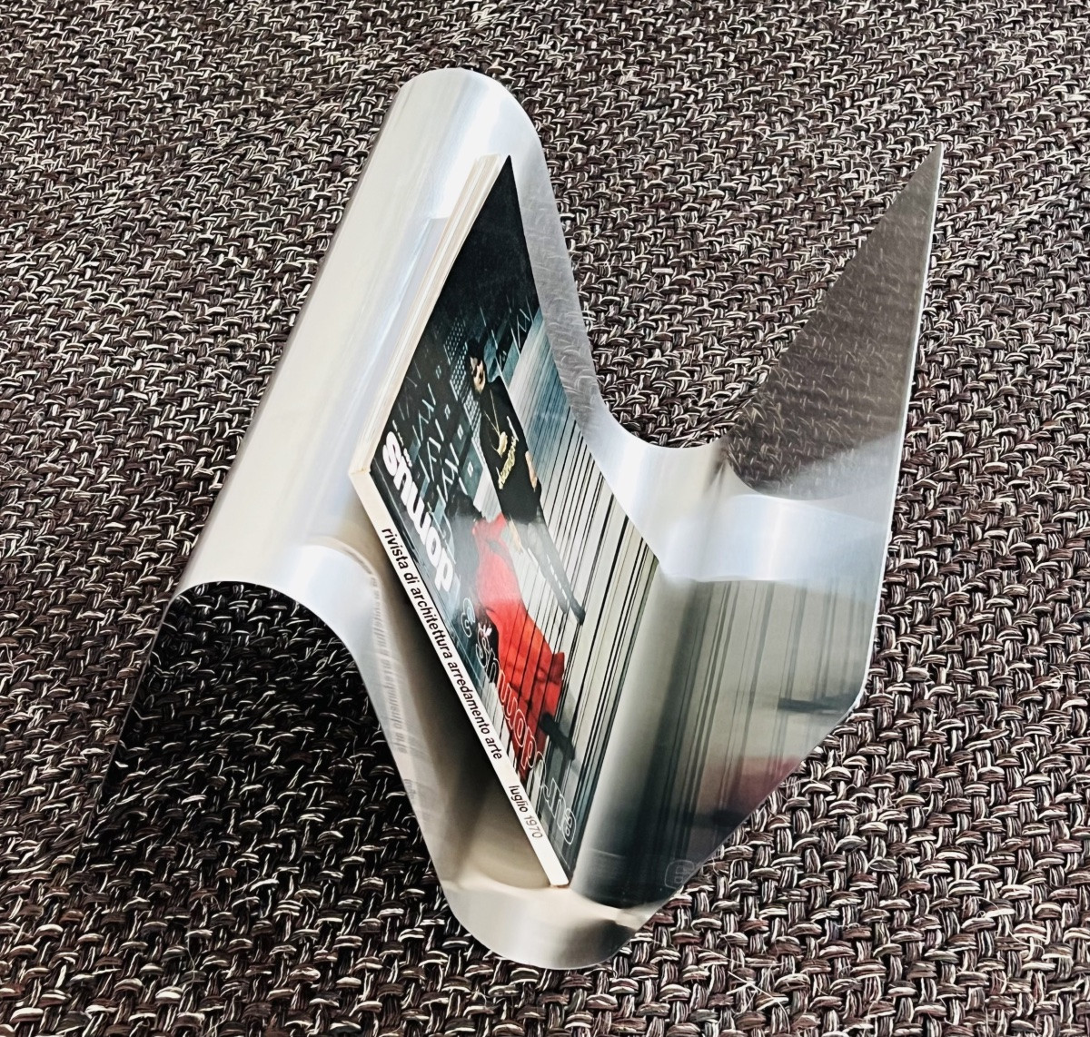 Porte-revues S en inox dans le style de François Monnet, France années 70-photo-4