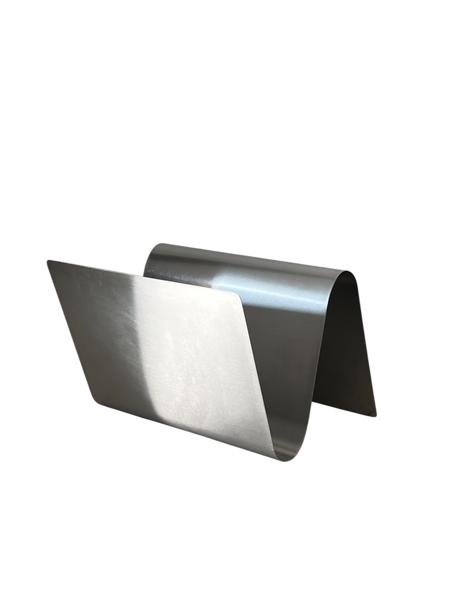 Porte-revues S en inox dans le style de François Monnet, France années 70