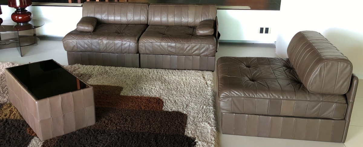 De Sede Ds 88 3-seater Sofa In Chocolate Patchwork Leather, Swiss, 1970s-photo-4