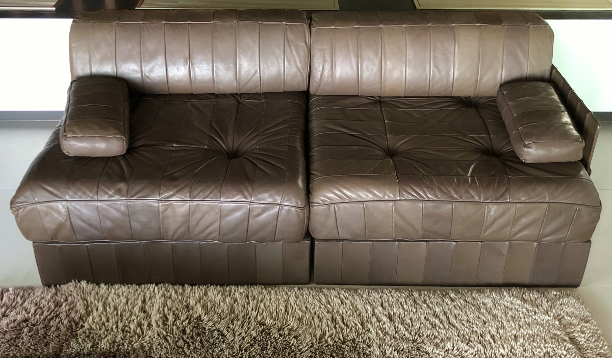 De Sede Ds 88 3-seater Sofa In Chocolate Patchwork Leather, Swiss, 1970s-photo-1