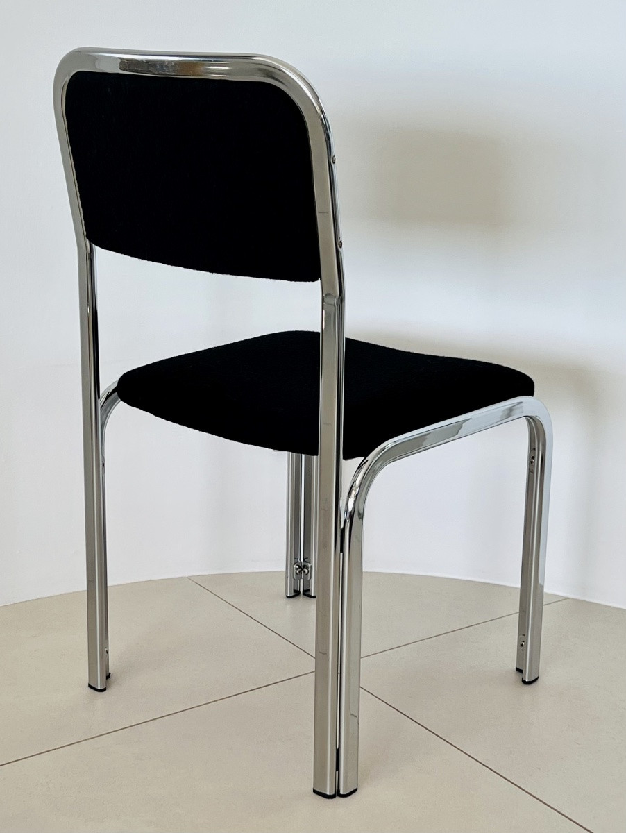 Chaises en métal chromé dans le style de Gastone Rinaldi, Italie années 70-photo-3