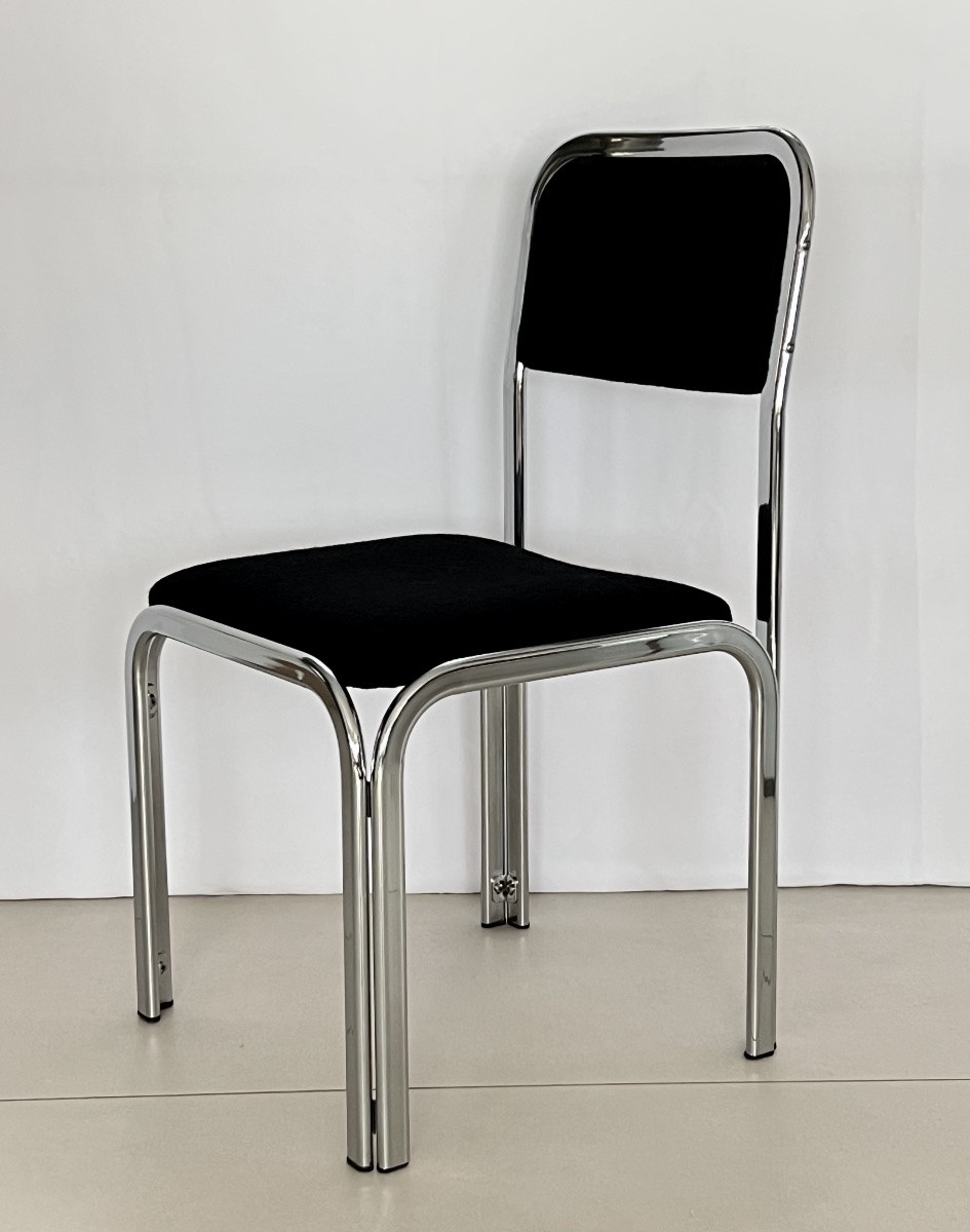 Chaises en métal chromé dans le style de Gastone Rinaldi, Italie années 70-photo-6