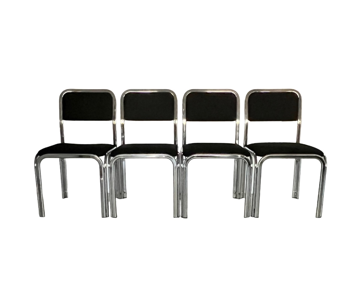 Chaises en métal chromé dans le style de Gastone Rinaldi, Italie années 70