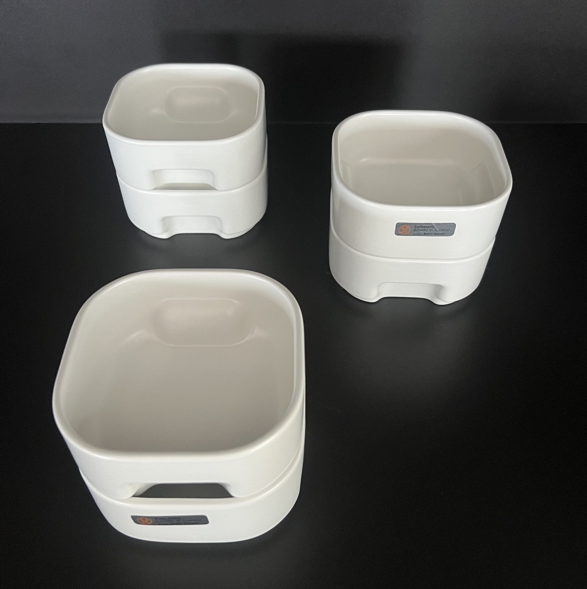 Bols, ramequins (x6) Square par Makio Hasuike pour Societa Ceramica Revelli, Italie 70's-photo-2