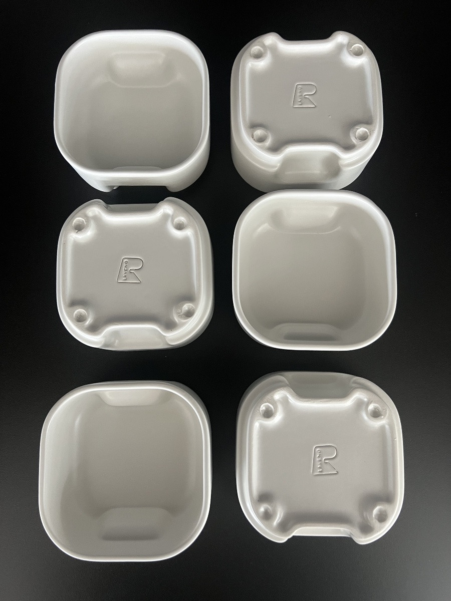 Bols, ramequins (x6) Square par Makio Hasuike pour Societa Ceramica Revelli, Italie 70's-photo-1